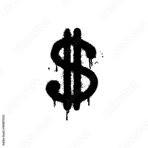 Spray Graffiti Dollar symbol isolated on white background.