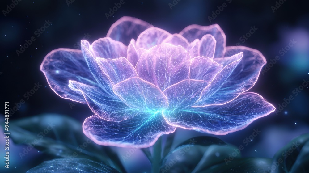 Glowing ethereal flower in cosmic space Glowing ethereal flower in cosmic space