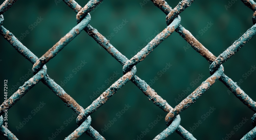 Rusty metal grid pattern with green background Rusty metal grid pattern with green background