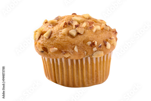 Vanilla almond muffin on transparent background