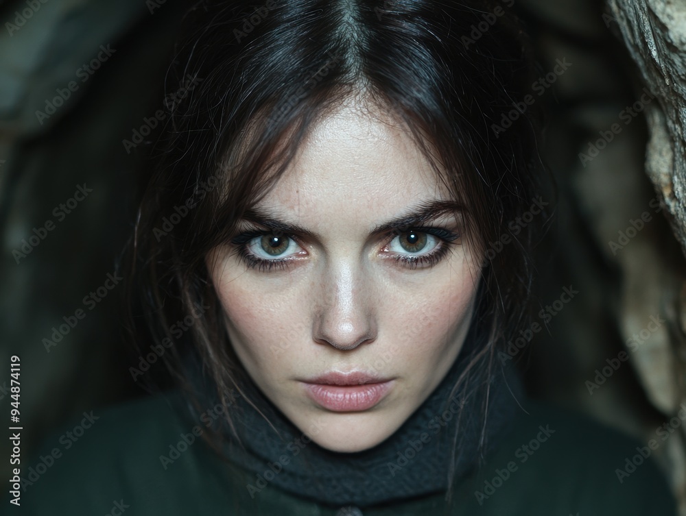 Mysterious woman with intense gaze Mysterious woman with intense gaze