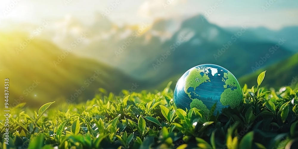 Planet Earth in a Green Landscape Planet Earth in a Green Landscape