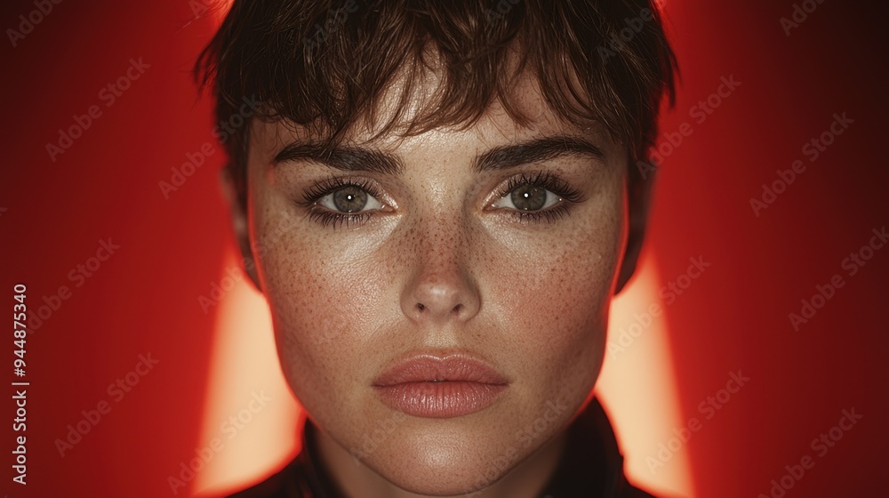 Intense gaze of a woman with dark hair Intense gaze of a woman with dark hair
