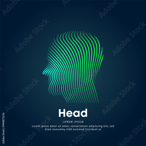 Human head medical structure. simple line art head Vector logotype illustration on dark background. head profile logo vector template suitable for organization, company, or community. EPS 10
