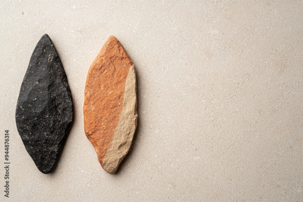 Obraz premium ancient stone tools on plain background