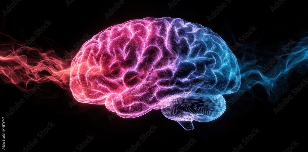 Glowing brain structure Glowing brain structure
