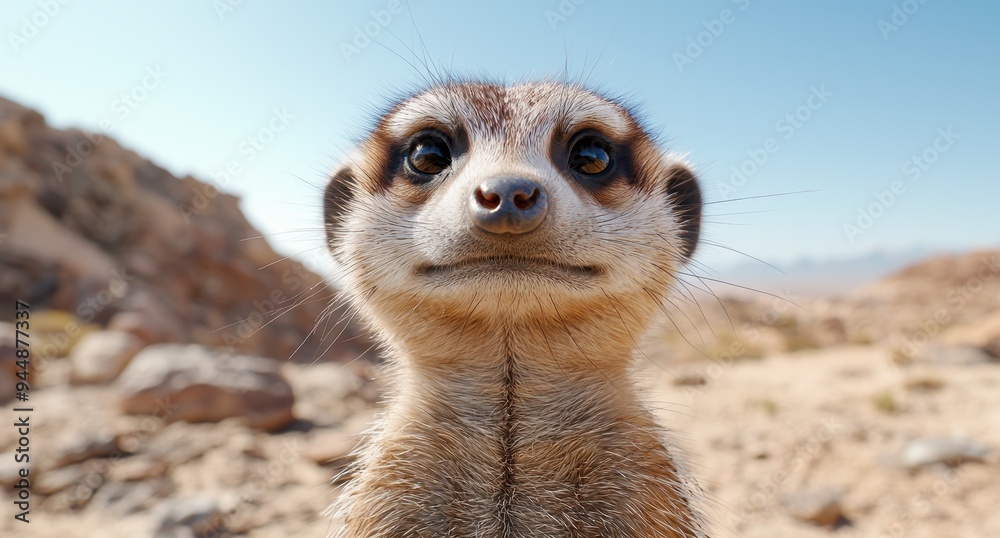 Fototapeta premium Curious meerkat looking at camera