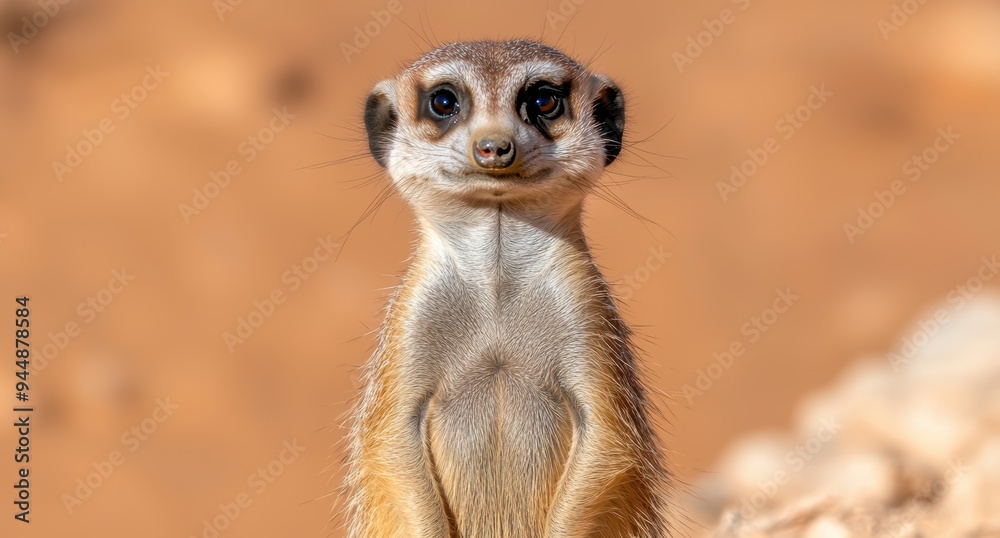 Curious meerkat standing upright Curious meerkat standing upright