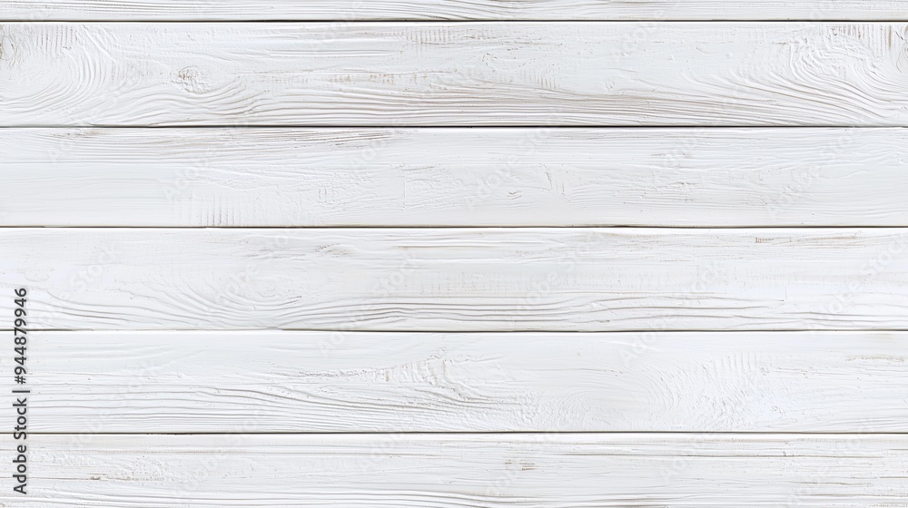 Obraz premium White wooden planks with a textured surface, showcasing natural wood grain patterns. The planks are arranged horizontally, creating a clean and minimalist aesthetic.