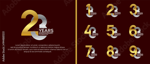 anniversary logo style set with silver and golden color can be use for celebration moment photo