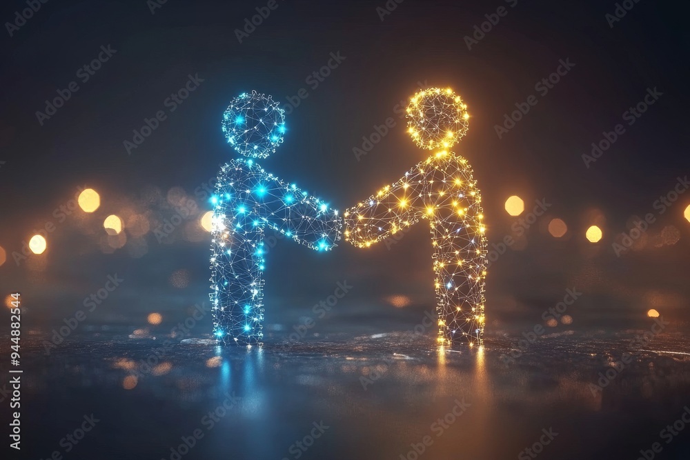 Glowing Human Figures in a Digital Environment Depicting Social Connectivity and the Virtual Interactions of the Future Glowing Human Figures in a Digital Environment Depicting Social Connectivity and the Virtual Interactions of the Future