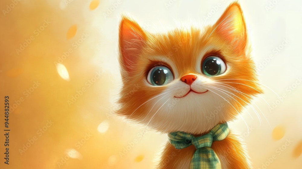 Adorable cartoon feline wearing a necktie Adorable cartoon feline wearing a necktie