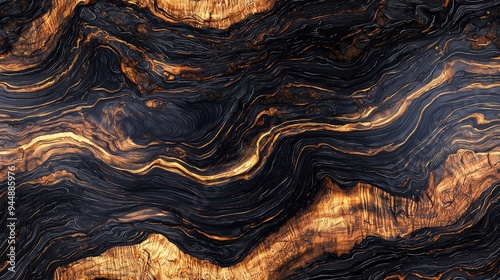 Wallpaper Mural Beautifully textured wood surface featuring dark and golden swirls, showcasing natural patterns and rich colors. Torontodigital.ca