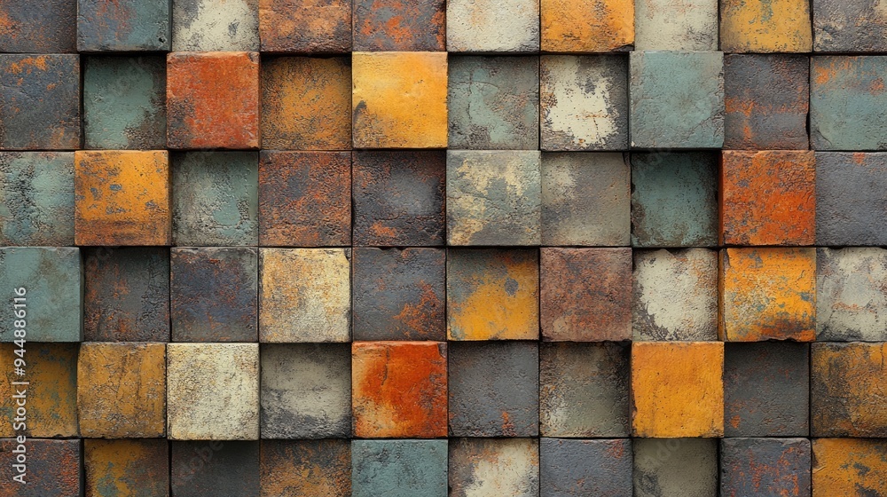 3D rendering of multicolored rustic digital wall tile decor for interior spaces featuring a heavily mixed wall art design suitable for wallpaper linoleum textile and background use 3D rendering of multicolored rustic digital wall tile decor for interior spaces featuring a heavily mixed wall art design suitable for wallpaper linoleum textile and background use