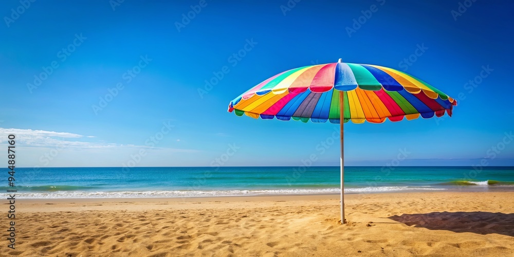 Vibrant beach umbrella providing shade on a sunny summer day, seaside, beach, umbrella, summer, sunny, vibrant, colorful Vibrant beach umbrella providing shade on a sunny summer day, seaside, beach, umbrella, summer, sunny, vibrant, colorful