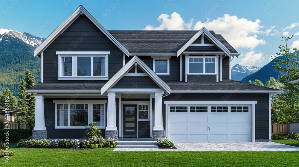 Modern Two-Story House with Mountain View Modern Two-Story House with Mountain View
