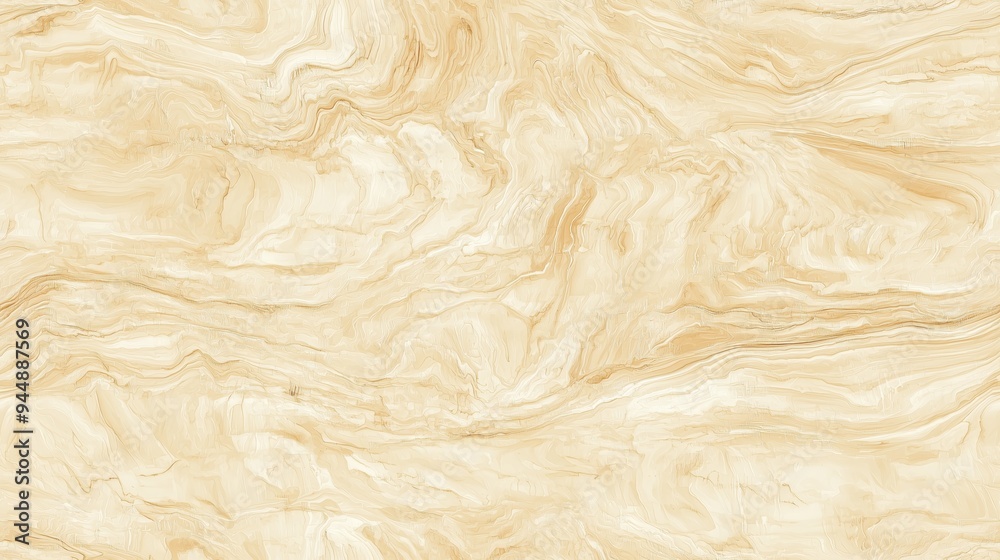 Fototapeta premium A smooth, abstract texture resembling marble with soft swirls of beige and cream tones, ideal for backgrounds or design elements.