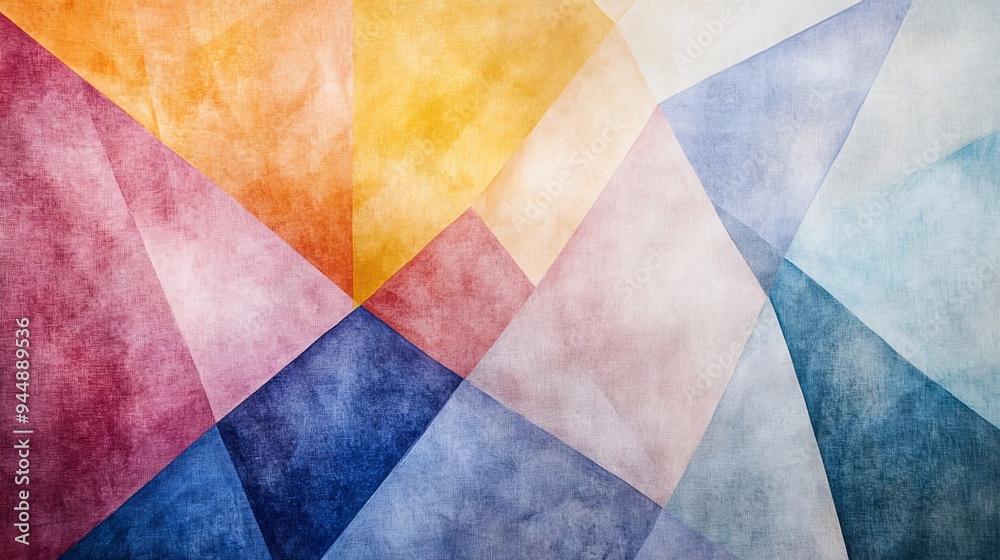 Colorful abstract geometric pattern with soft gradients in warm and cool tones.