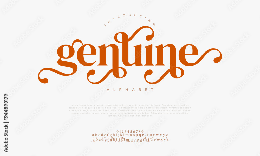 Genuine typography beauty fashion elegant minimalist serif italic fonts decorative wedding vintage retro logos. Minimal luxury font alphabet logo. Vector illustration Genuine typography beauty fashion elegant minimalist serif italic fonts decorative wedding vintage retro logos. Minimal luxury font alphabet logo. Vector illustration