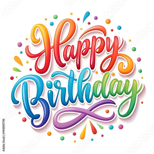 A happy birthday card with colorful letters and the words happy birthday on it