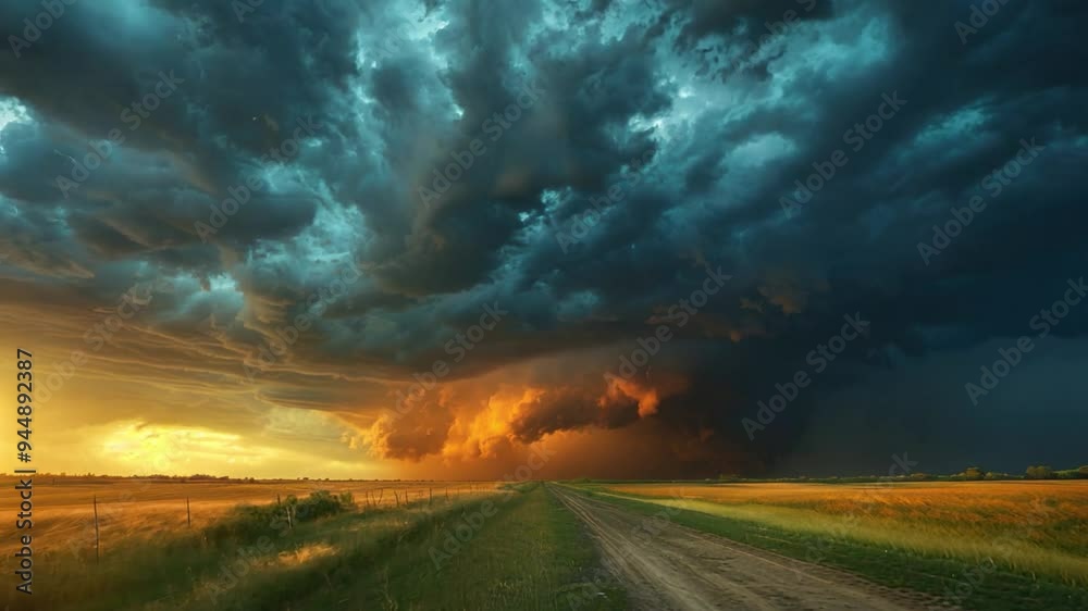 A dramatic sky with dark storm clouds contrasted by bright sunlight breaking through. A dramatic sky with dark storm clouds contrasted by bright sunlight breaking through.