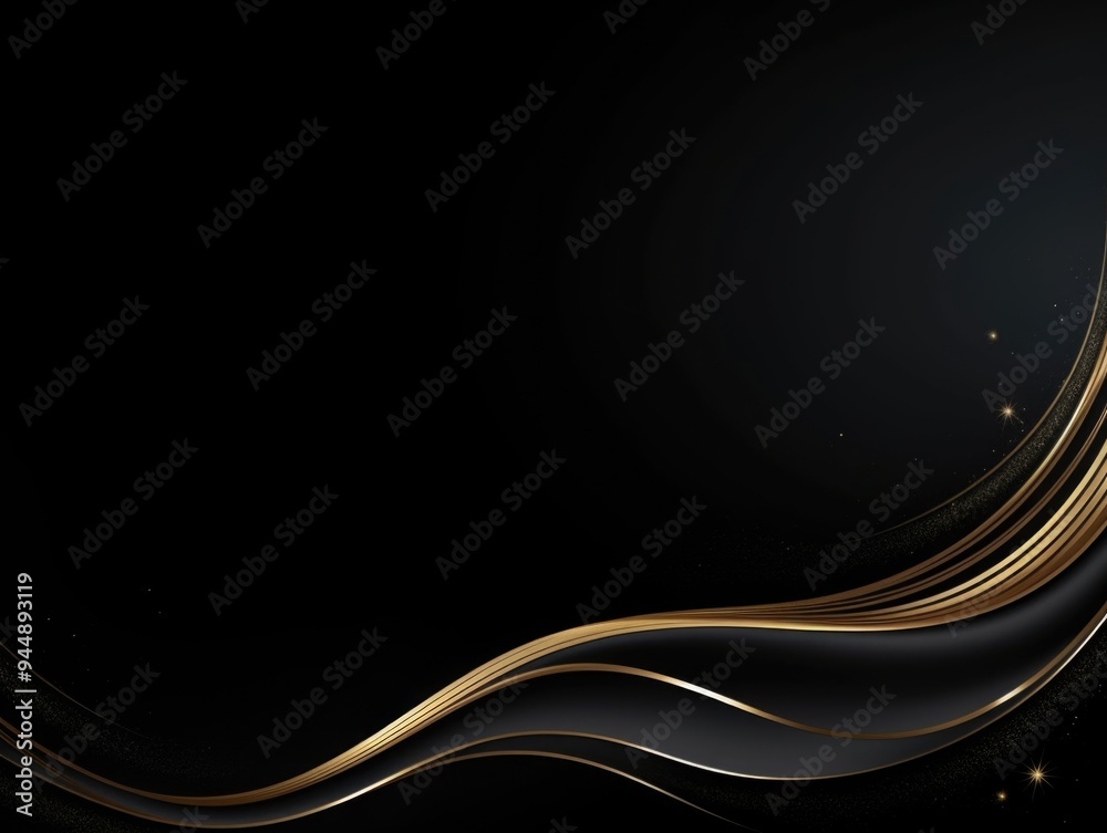 Free abstract black background with gold wave Free abstract black background with gold wave