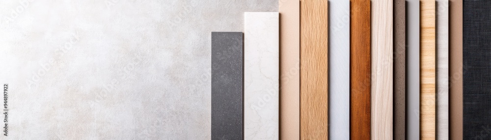A collection of various wood textures arranged vertically against a neutral background, ideal for design and decoration projects. A collection of various wood textures arranged vertically against a neutral background, ideal for design and decoration projects.