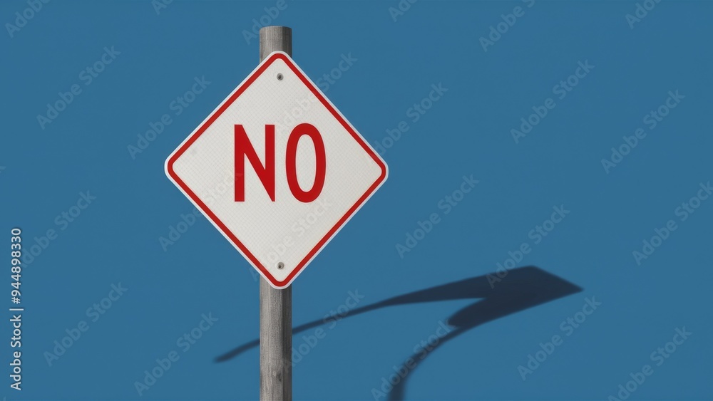 Isolated realistic white no entry road sign with shadow on the right side of the scene. 3D illustration against a blue background. Isolated realistic white no entry road sign with shadow on the right side of the scene. 3D illustration against a blue background.