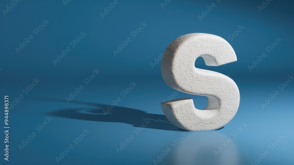 Isolated realistic white sand symbol with shadow, positioned on the right side of the composition. 3D illustration set against a blue background. Isolated realistic white sand symbol with shadow, positioned on the right side of the composition. 3D illustration set against a blue background.