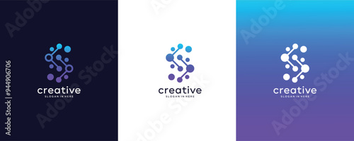 Abstract Digital technology with initial letter S dot logo design and business card. initial S for symbol tech, internet, system, Artificial Intelligence and computer. inspiration logo design modern
