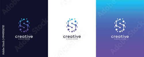 logo design connection technology. intial letter C vector illustration template