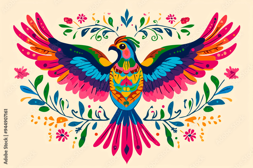Fototapeta premium Mexican Otomi Embroidery Pattern
