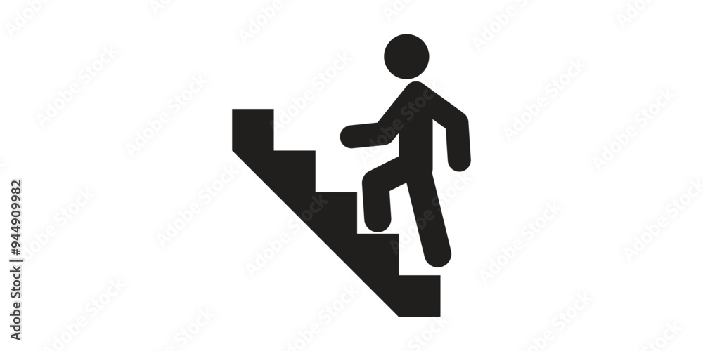 Stairs, climbing, walking icon vector image. Can also be used for activities. Suitable for use on web apps, mobile apps and print media. Stairs, climbing, walking icon vector image. Can also be used for activities. Suitable for use on web apps, mobile apps and print media.