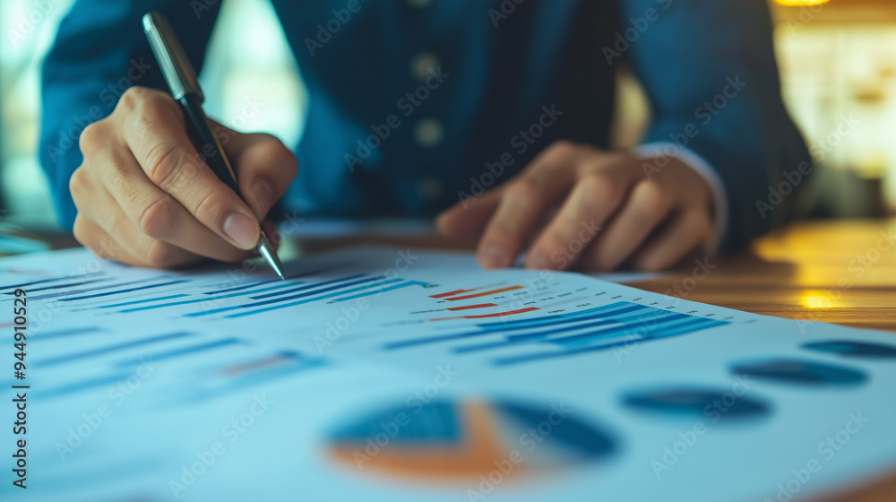 Business professional analyzing financial report, data-driven decision making concept, close-up of hands reviewing charts and graphs, strategic planning and performance evaluation, corporate financial Business professional analyzing financial report, data-driven decision making concept, close-up of hands reviewing charts and graphs, strategic planning and performance evaluation, corporate financial