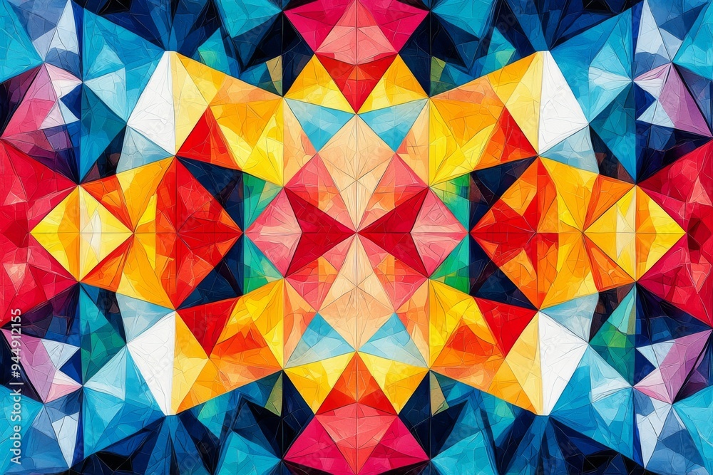Obraz premium Abstract Geometric Pattern with Vibrant Colors created with Generative AI