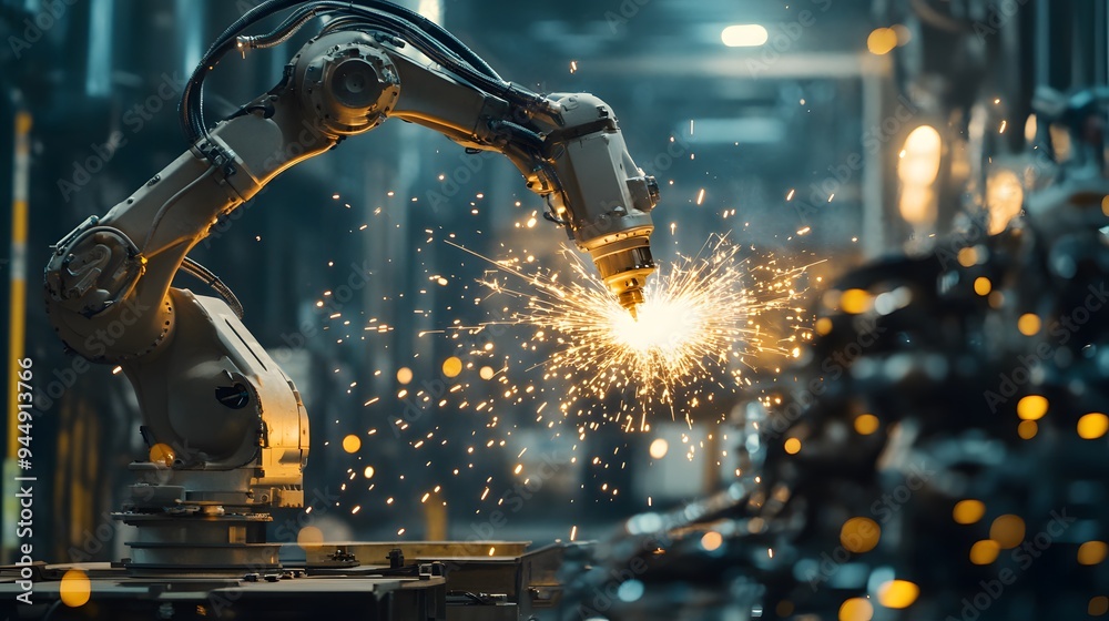 Robotic Welding in Industrial Factory Robotic Welding in Industrial Factory
