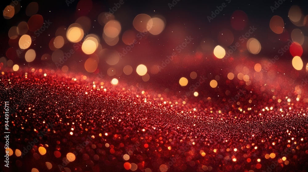 Bright red sparkling background with festive glitter Bright red sparkling background with festive glitter