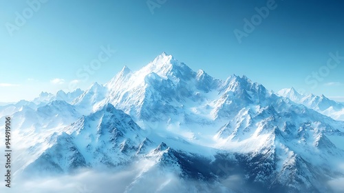 Snowy Mountain Range Digital Illustration