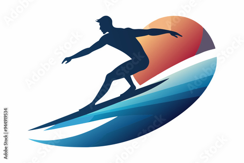 surfing in the beach vector silhouette illustration 