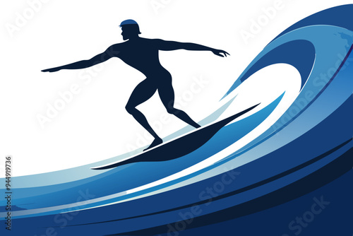 surfer on the Waves vector illustration 