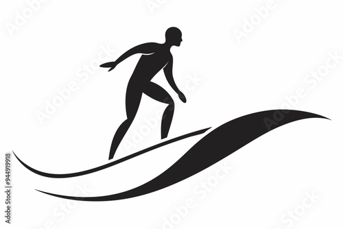 surfing in the beach vector silhouette illustration 