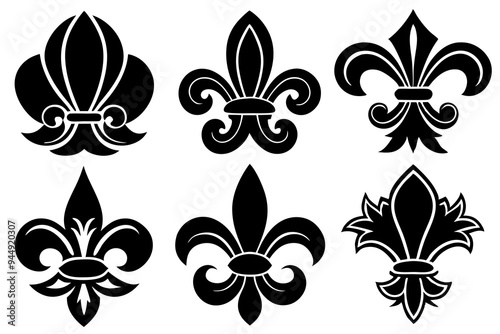 Fleur de lis set. Fleur de lis - Decorative icons vector design illustration template