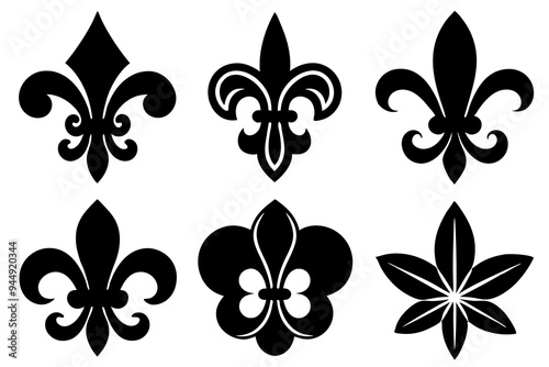 Fleur de lis set. Fleur de lis - Decorative icons vector design illustration template
