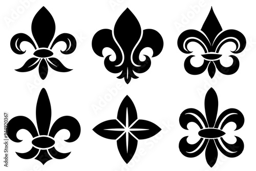Fleur de lis set. Fleur de lis - Decorative icons vector design illustration template
