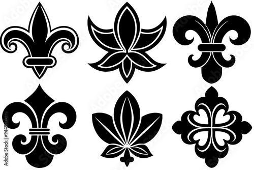 Fleur de lis set. Fleur de lis - Decorative icons vector design illustration template
