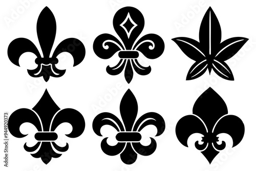 Fleur de lis set. Fleur de lis - Decorative icons vector design illustration template