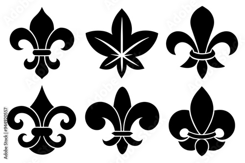 Fleur de lis set. Fleur de lis - Decorative icons vector design illustration template