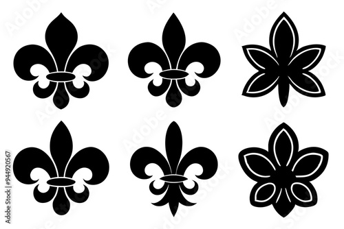 Fleur de lis set. Fleur de lis - Decorative icons vector design illustration template
