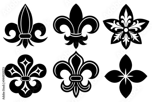 Fleur de lis set. Fleur de lis - Decorative icons vector design illustration template
