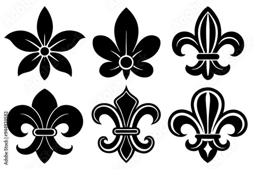 Fleur de lis set. Fleur de lis - Decorative icons vector design illustration template